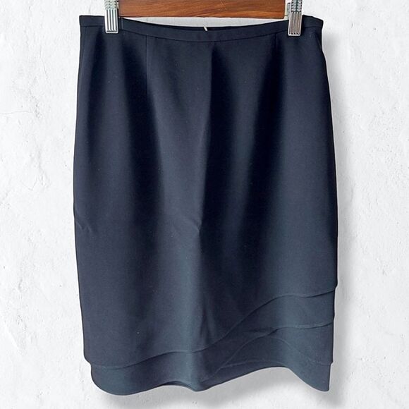 Ann Taylor Black Midi Skirt with Layered Flounces Sz 2 - Picture 1 of 7